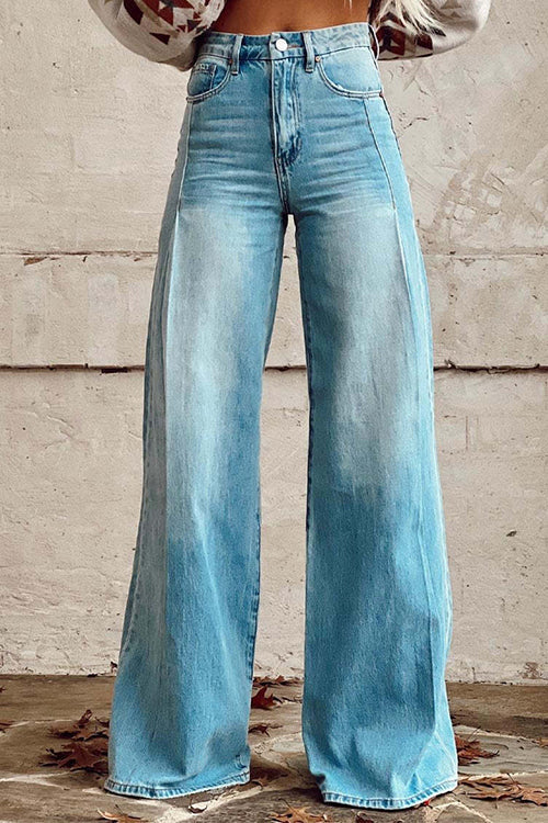 Heididress Distressed Wide Leg Casual Denim Pants