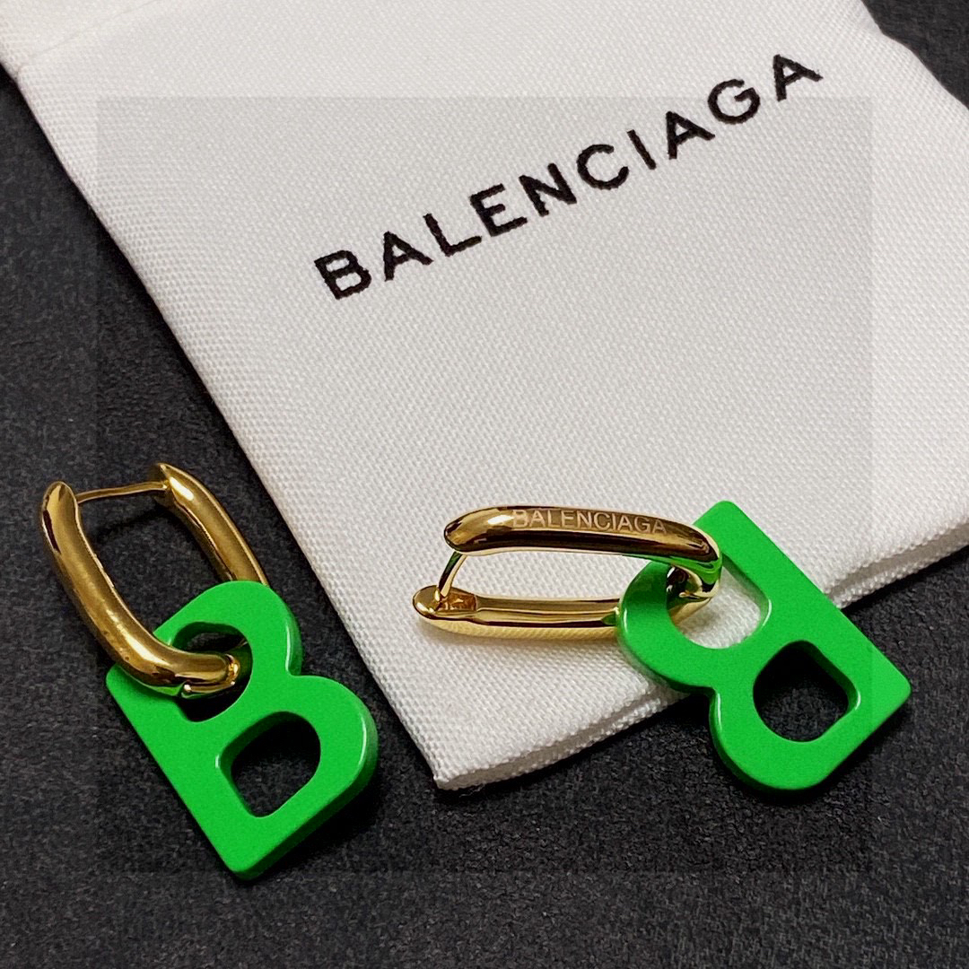 Balenciaga BB Green Earrings