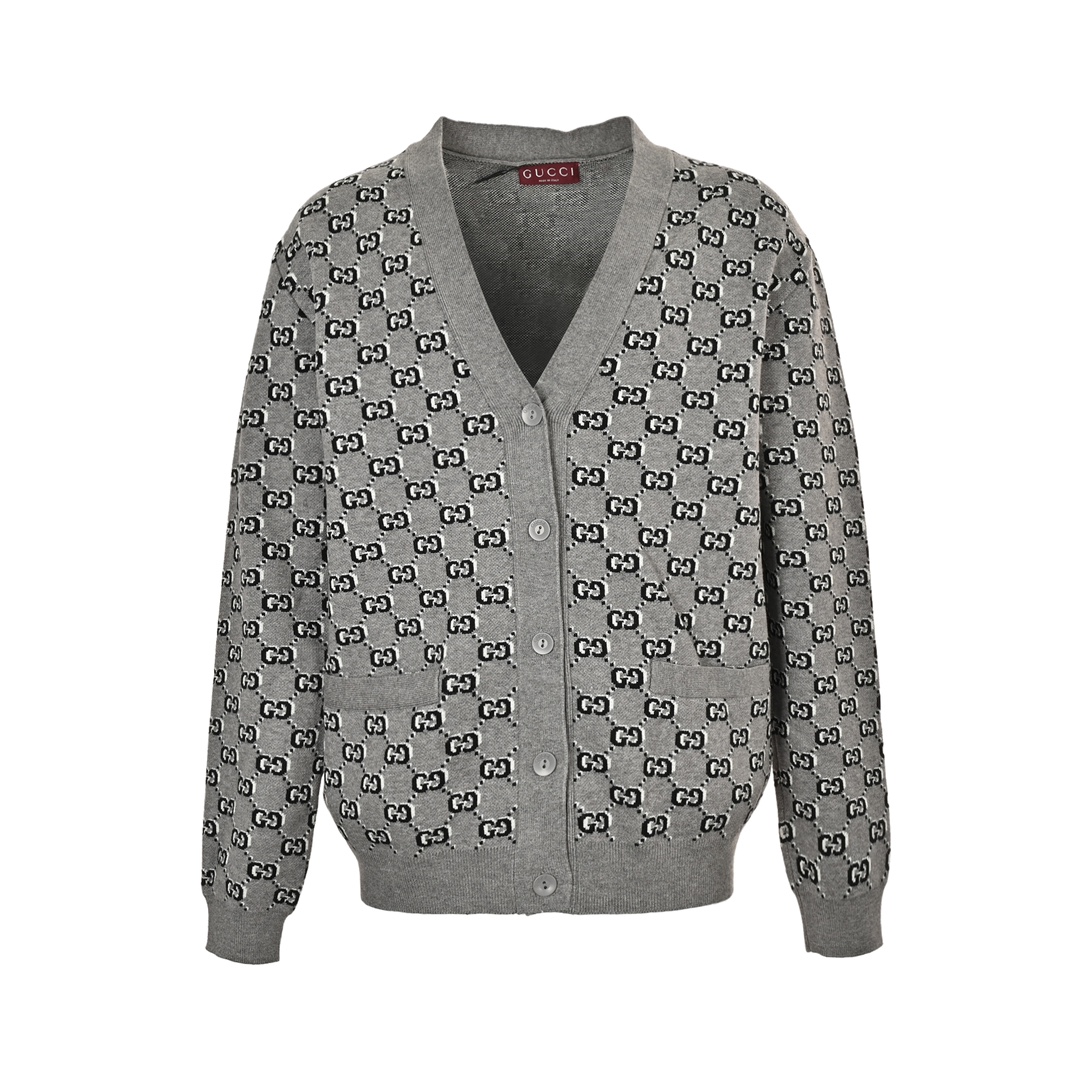 Gucci 24ss all-over print jacquard cardigan sweater