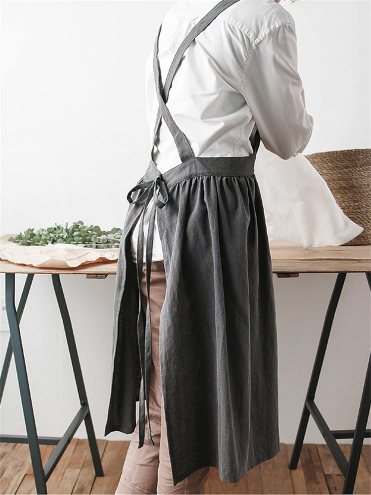 Vintage Solid Double Pocket Midi Apron