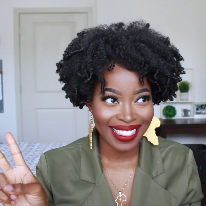 SHORT CURLY KINKY WIGS FOR FLUFFY WAVY BLACK