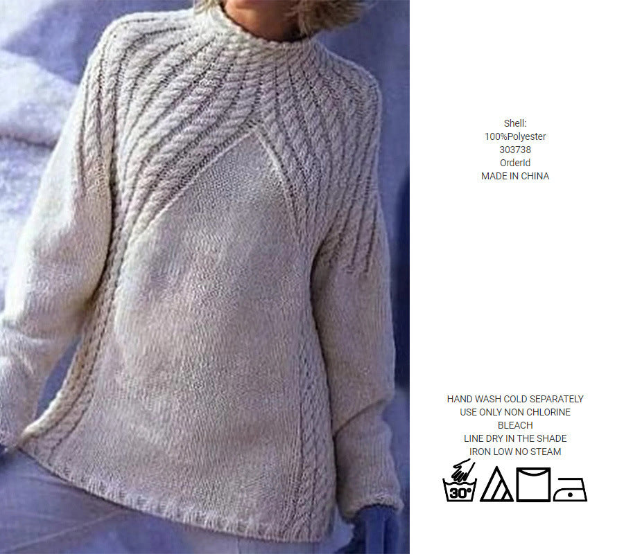 Women's Loose and Warm Thick Knitted Sweater with Thick Hemp Flowers