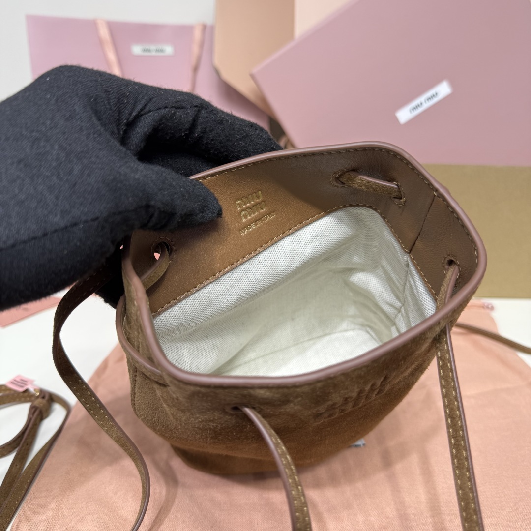 Miu Miu Suede Mini Bucket Bag 5NF460
