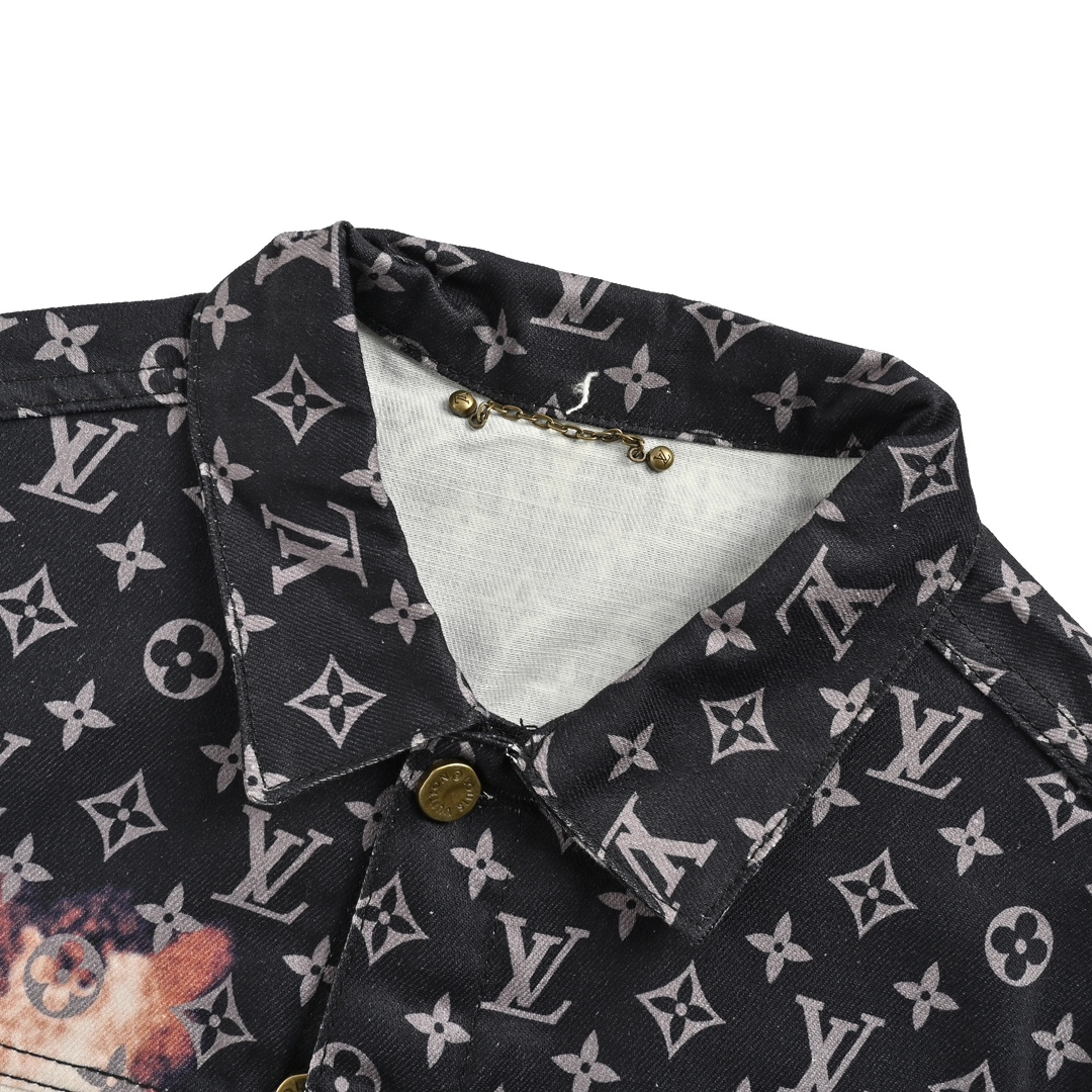 Louis Vuitton 24Fw Fire Cloud Monochrome Print Denim Jacket