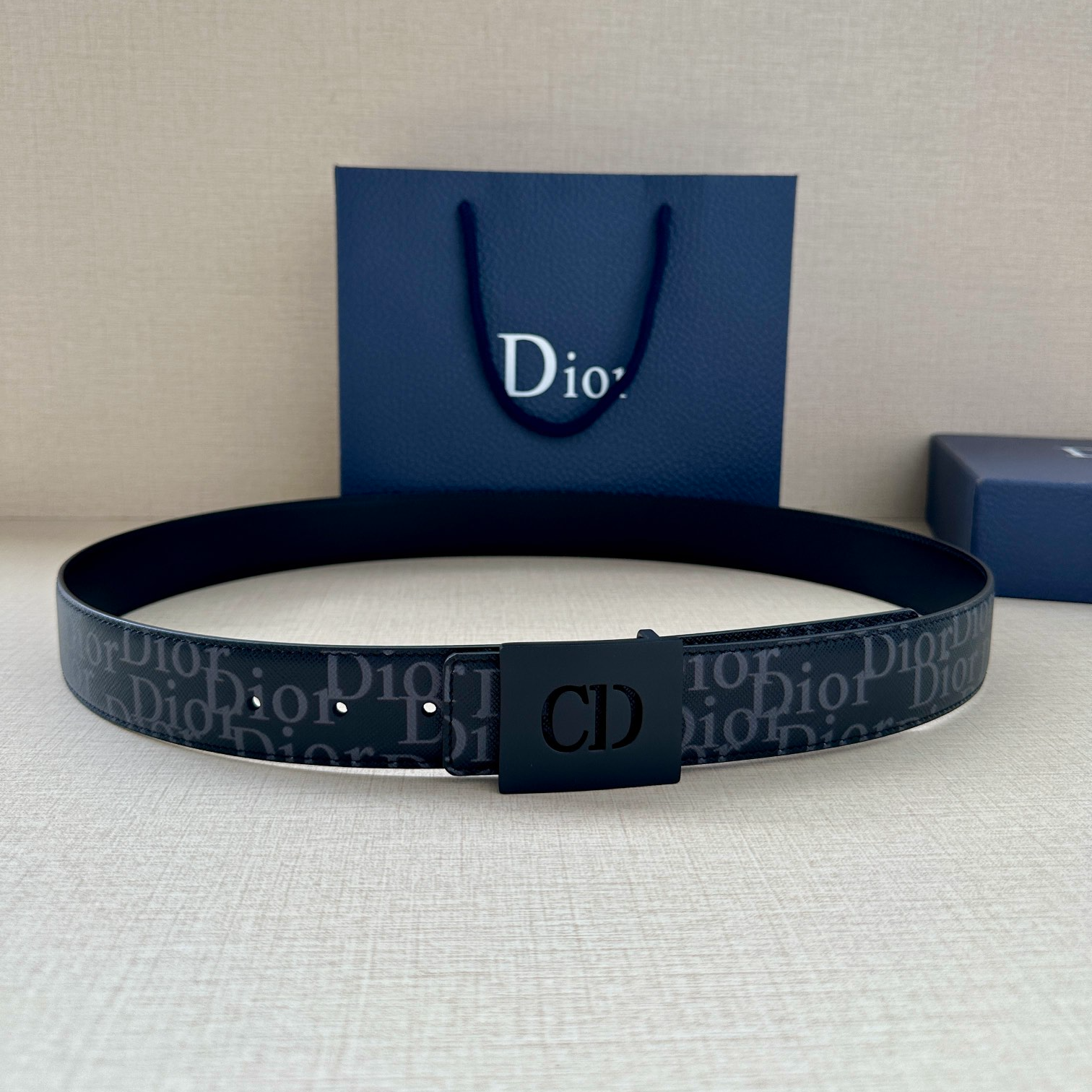 Dior CD Icon print leather belt 3.5CM wide