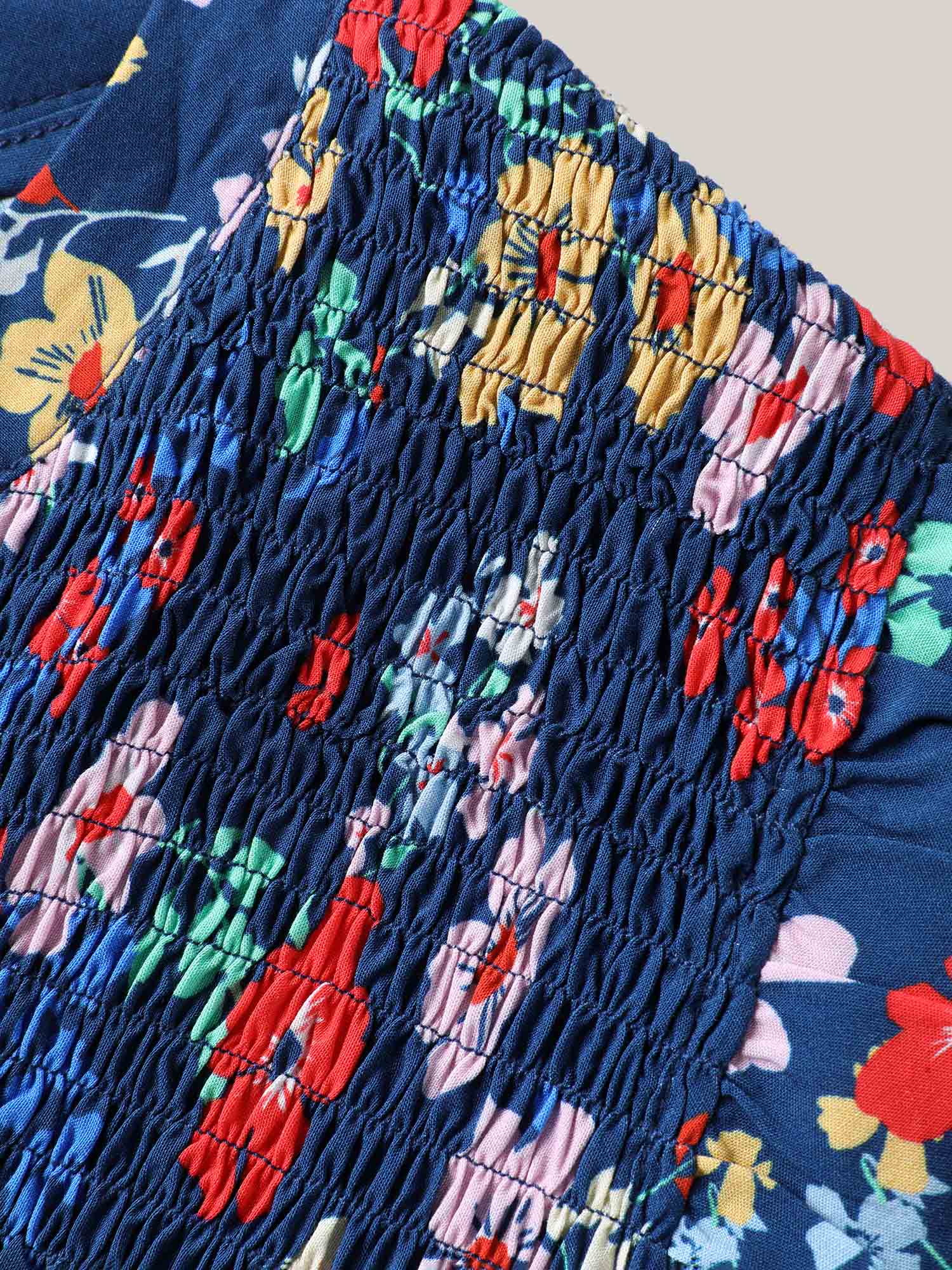 Rayon Playful Floral Shirred Blouse