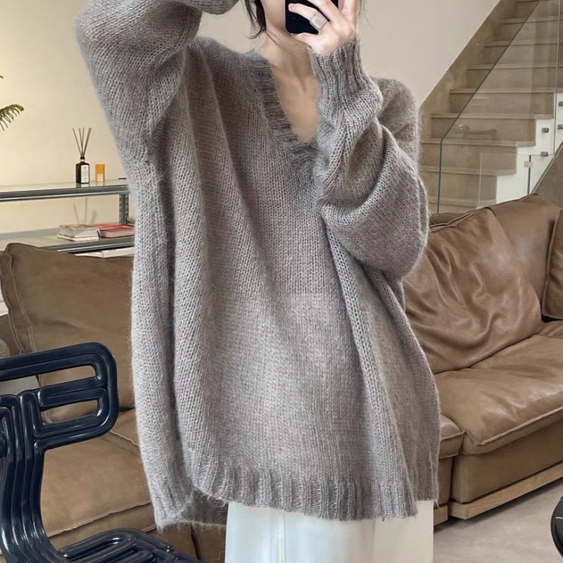 Mid-Length Women's Sweater for Early Autumn