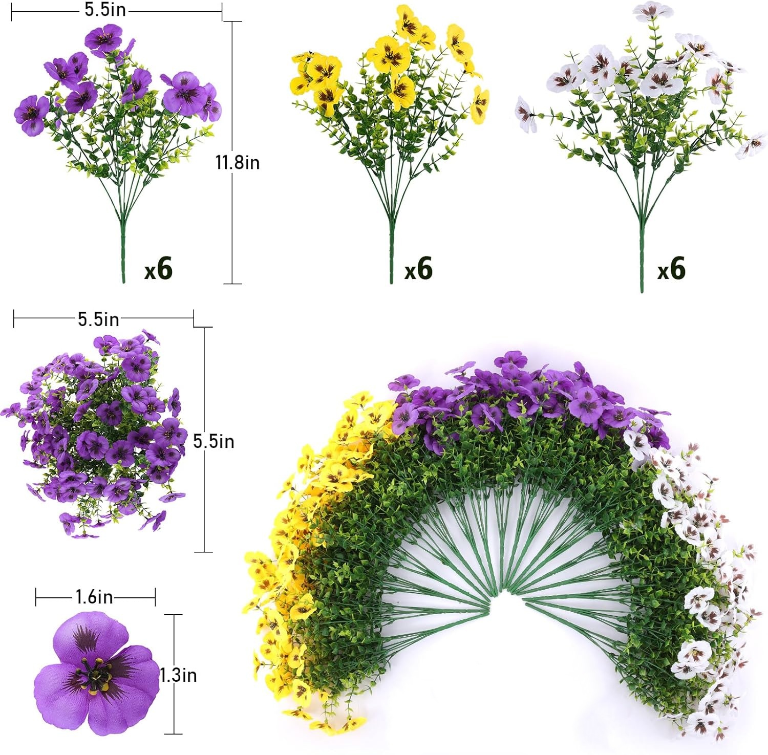 🔥On Sale🔥Artificial Fake Pansy Flowers - - UV resistant, Waterproof, Windproof