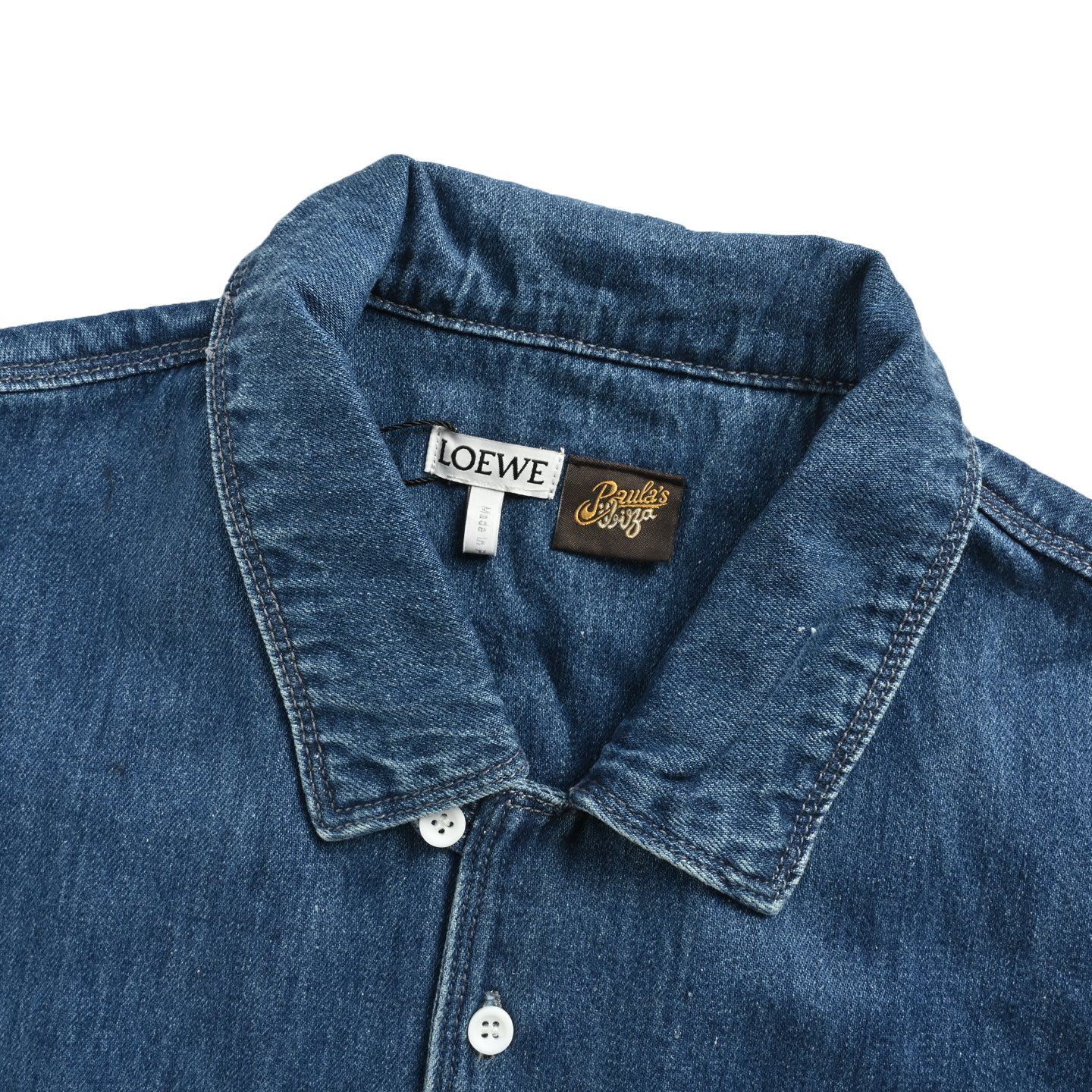 Loewe 25ss embroidered pocket denim short-sleeved shirt