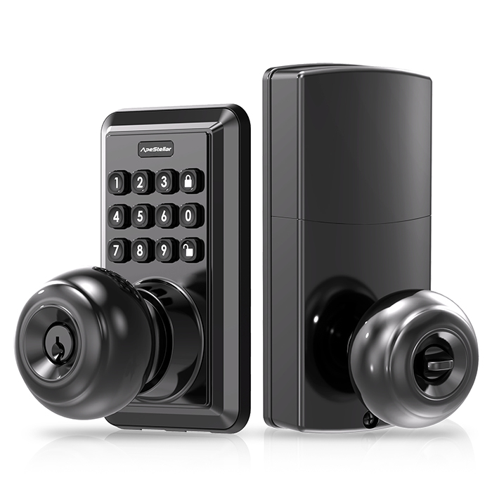 Keyless Entry Door Lock with Handle Knob - Digital Code Door Knob Handle Lock with Keypad - Smart Door Knob with Lock - Anti-Peeping Password-Auto Lock-Easy Installation-Oil Rubbed Bronze