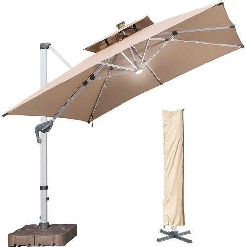 Sales Solar Powered LED Cantilever Patio Umbrella