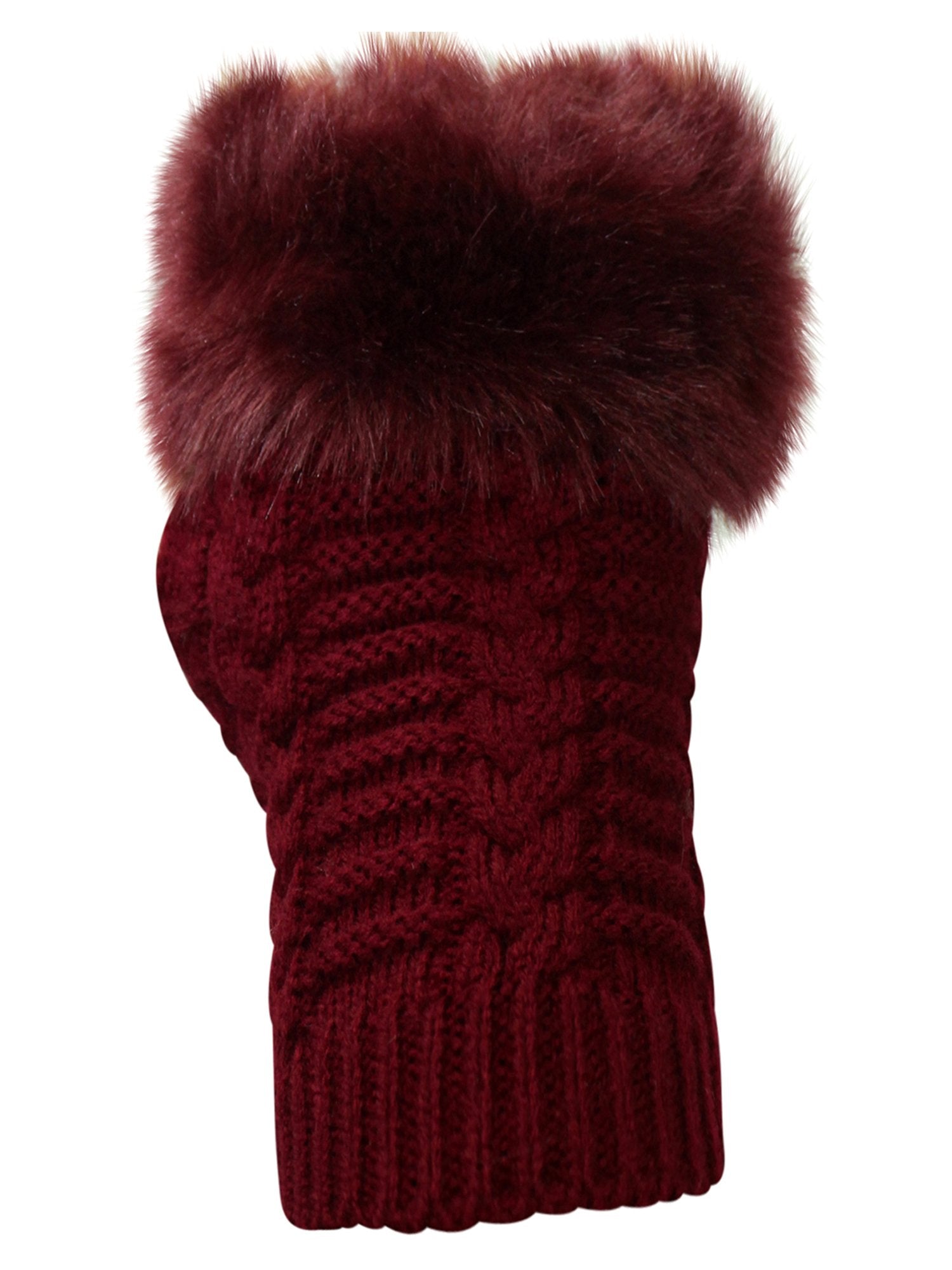 Faux Fur Trim Arm Warmer Fingerless Gloves