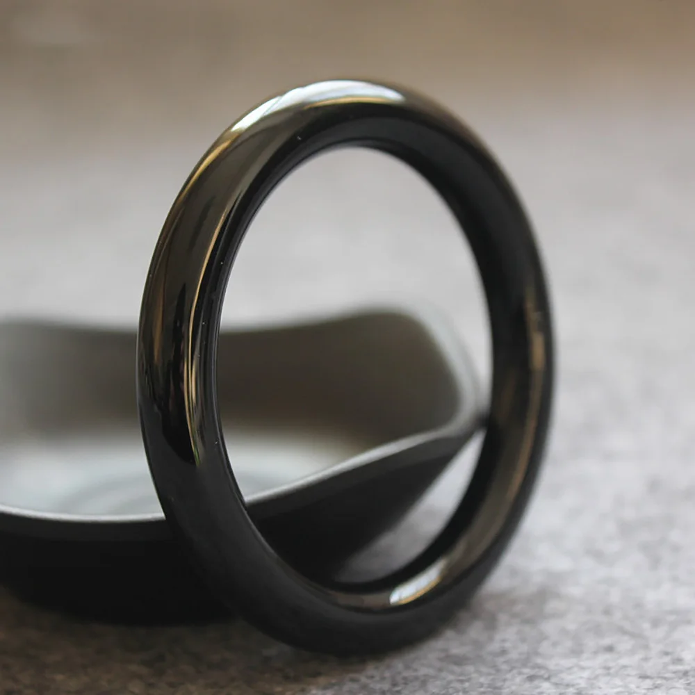 Natural Agate bangle Brazilian Black Chalcedony Round Bracelet High Quality Jade Woman Jewelry Fashion Accessories Free Shipping