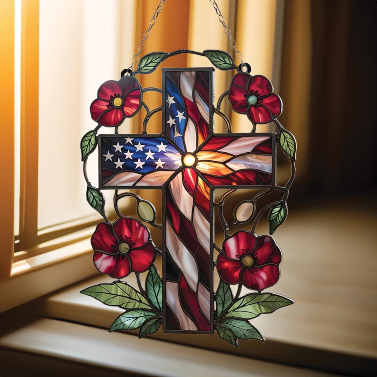 🔥ON SALE 59% OFF🔥Patriotic Cross Suncatcher