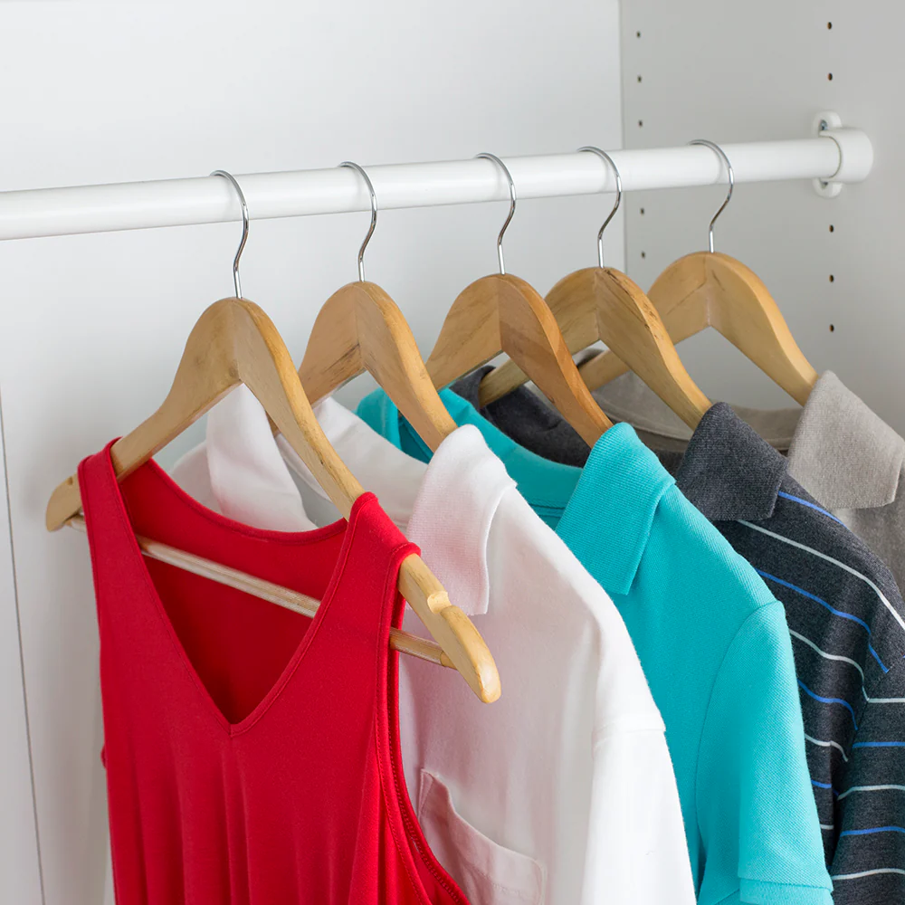 Home Basics Non-Slip 5 Pack Wood Hangers with Swivel Hook, Natural
