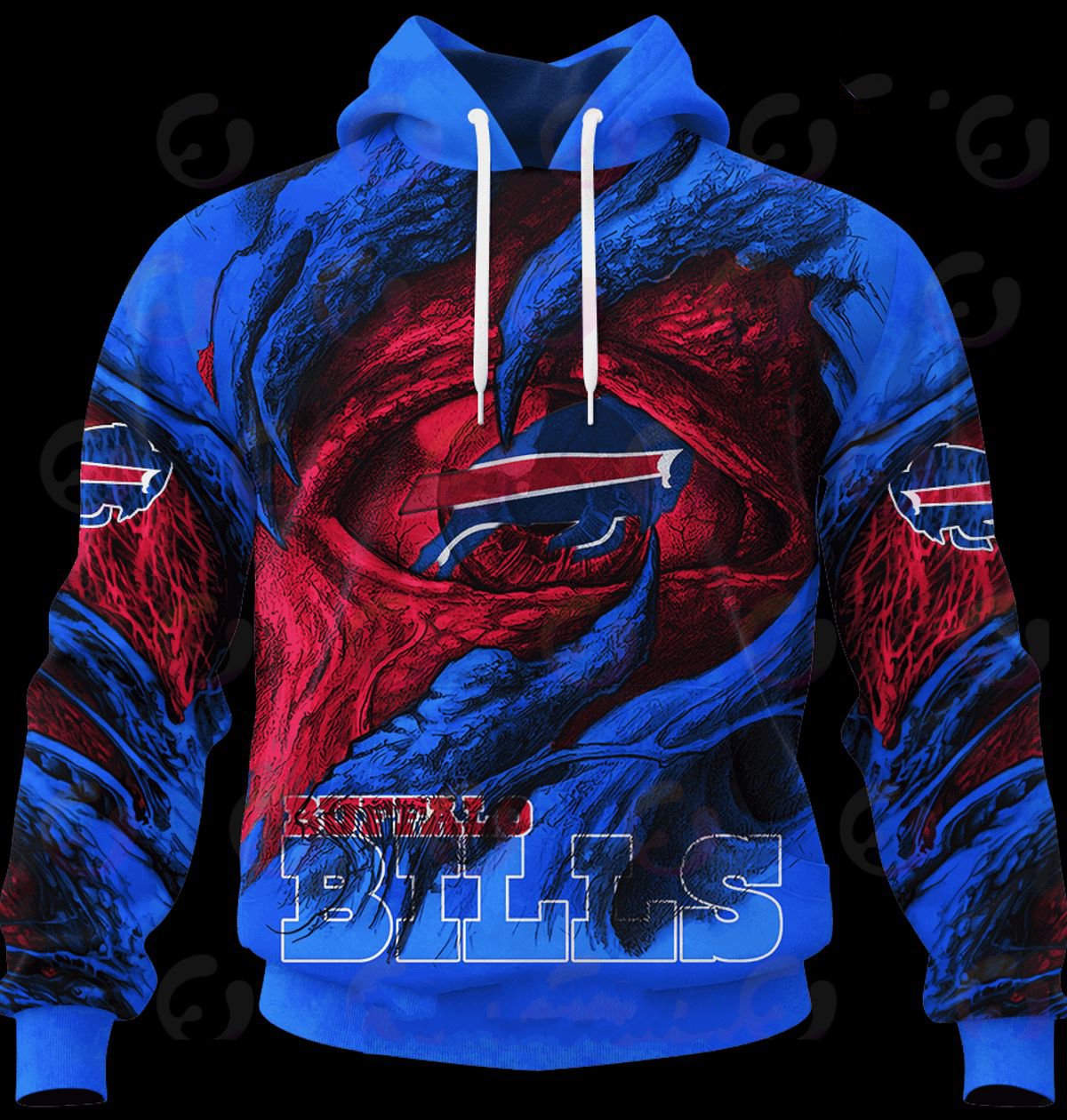 BUFFALO BILLS 3D HOODIE COMMANDERS DEMON EYES