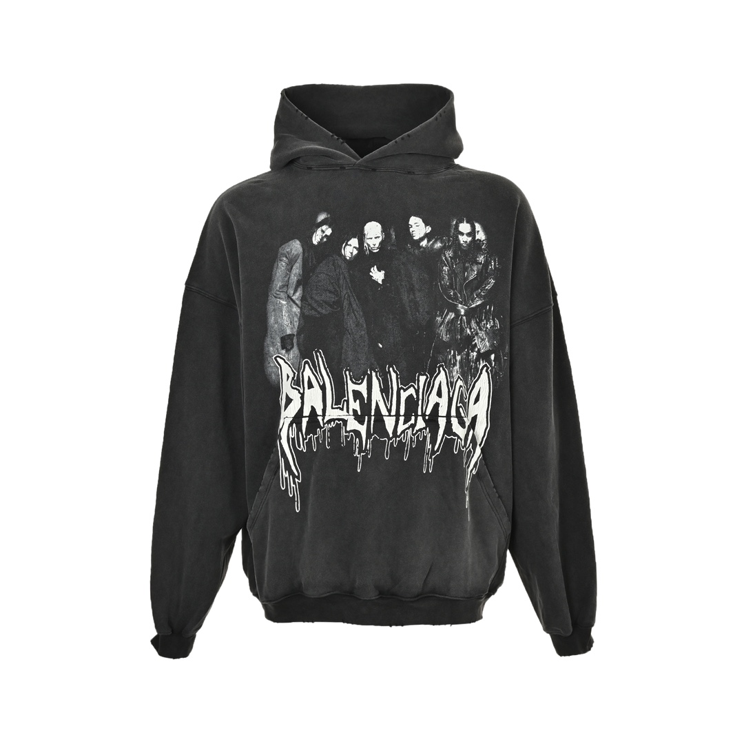 Balenciaga 24Fw Tower Print Washed Hoodie