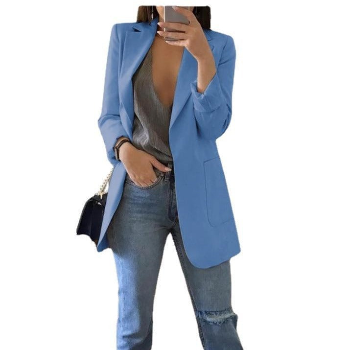 Fashion Leisure Lapel Slim-Fit Cardigan Suit with Elegant Temperament