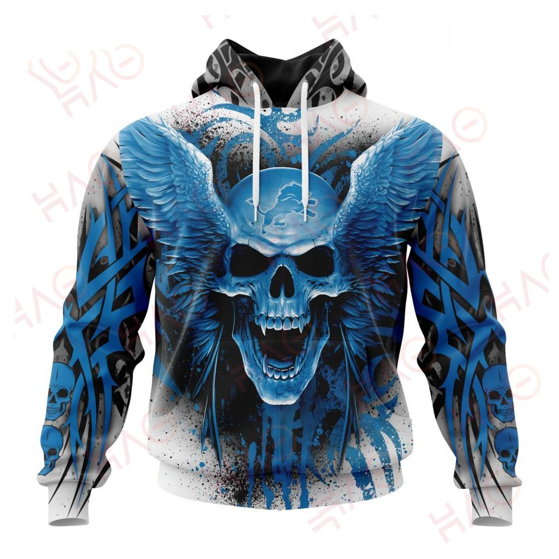 DETROIT LIONS 3D HOODIE SKULL ART
