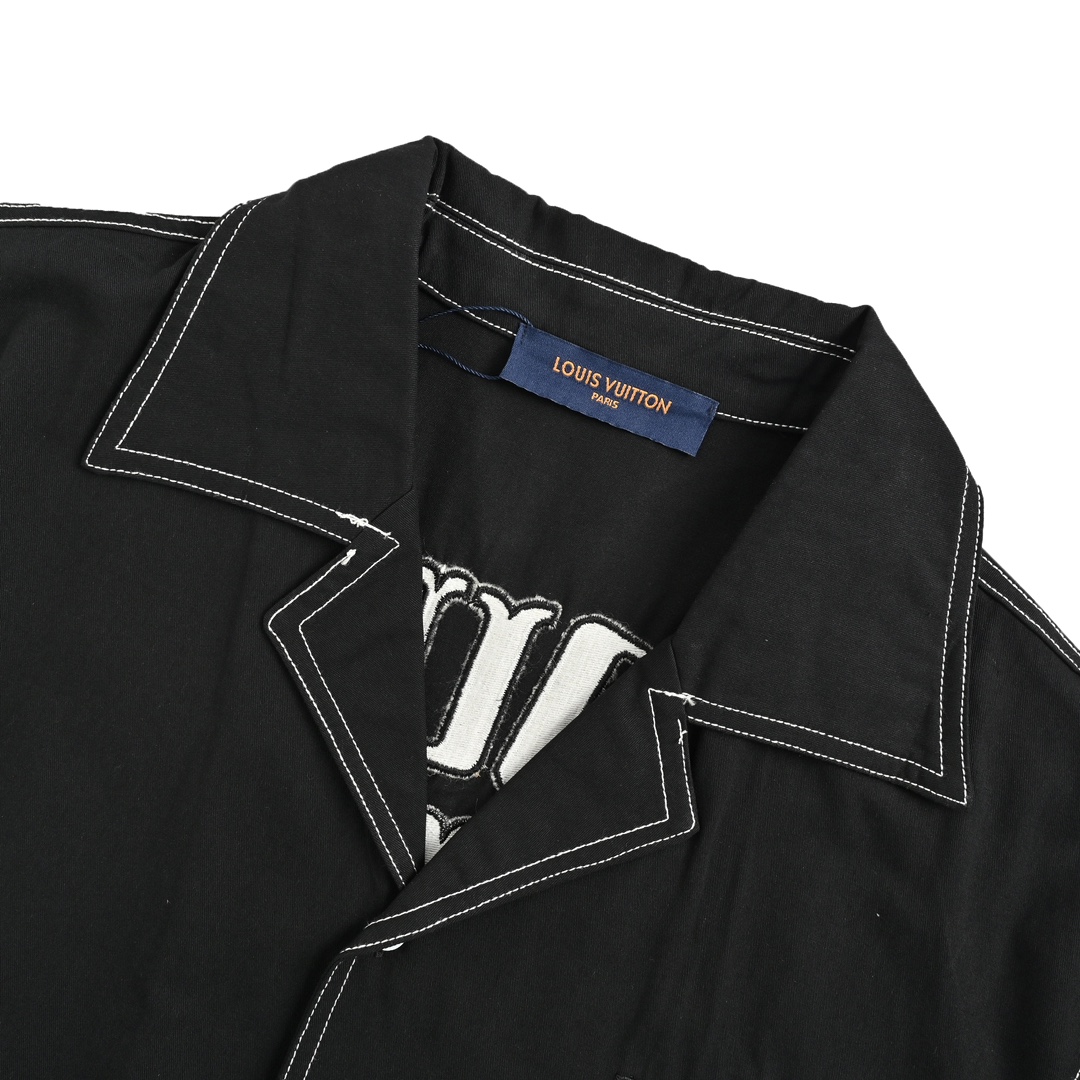 Louis Vuitton 24ss embroidered monogram topstitched short-sleeved shirt