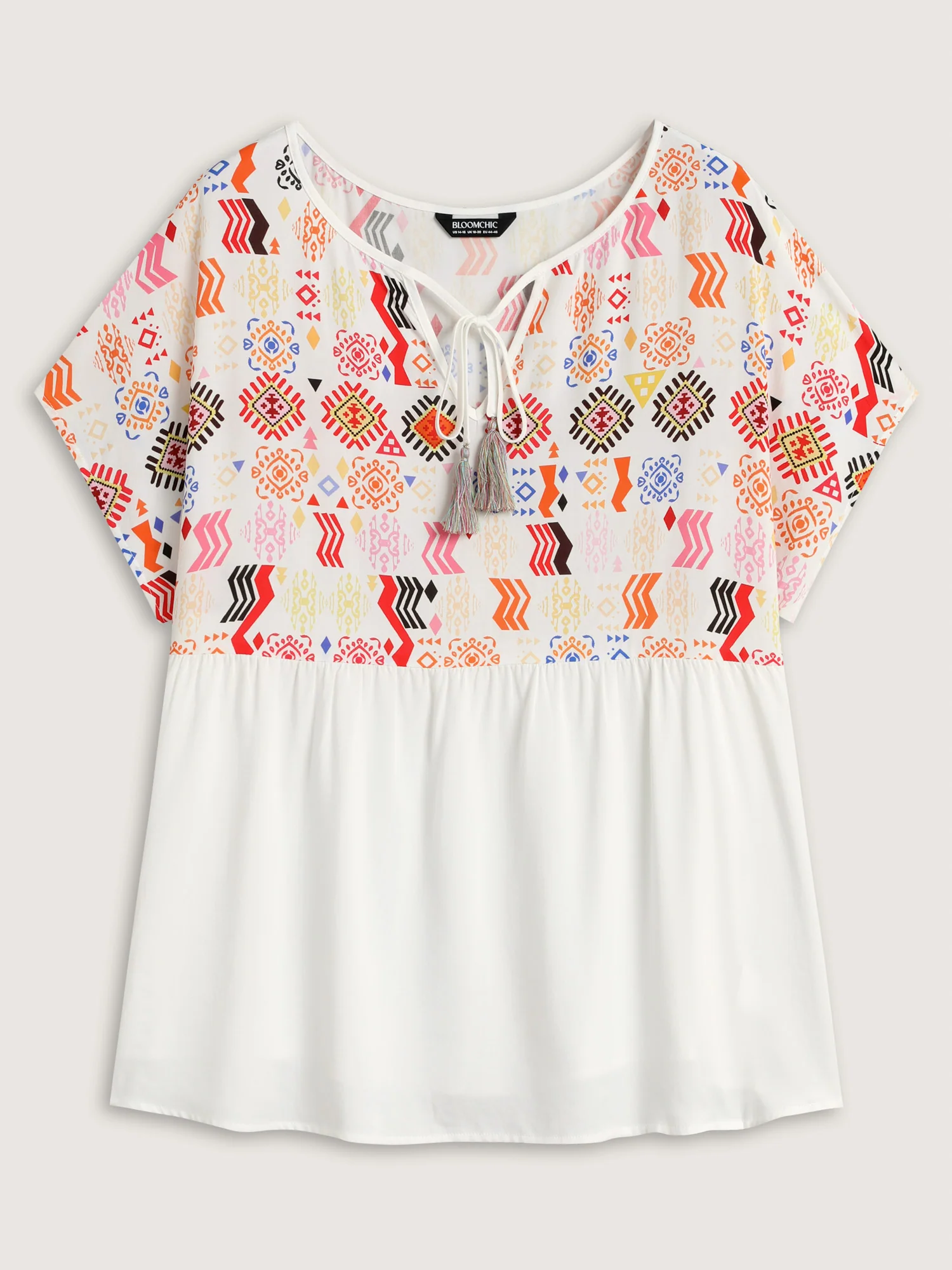 Multicolor Boho Stripes Woven Cut-Out Blouse