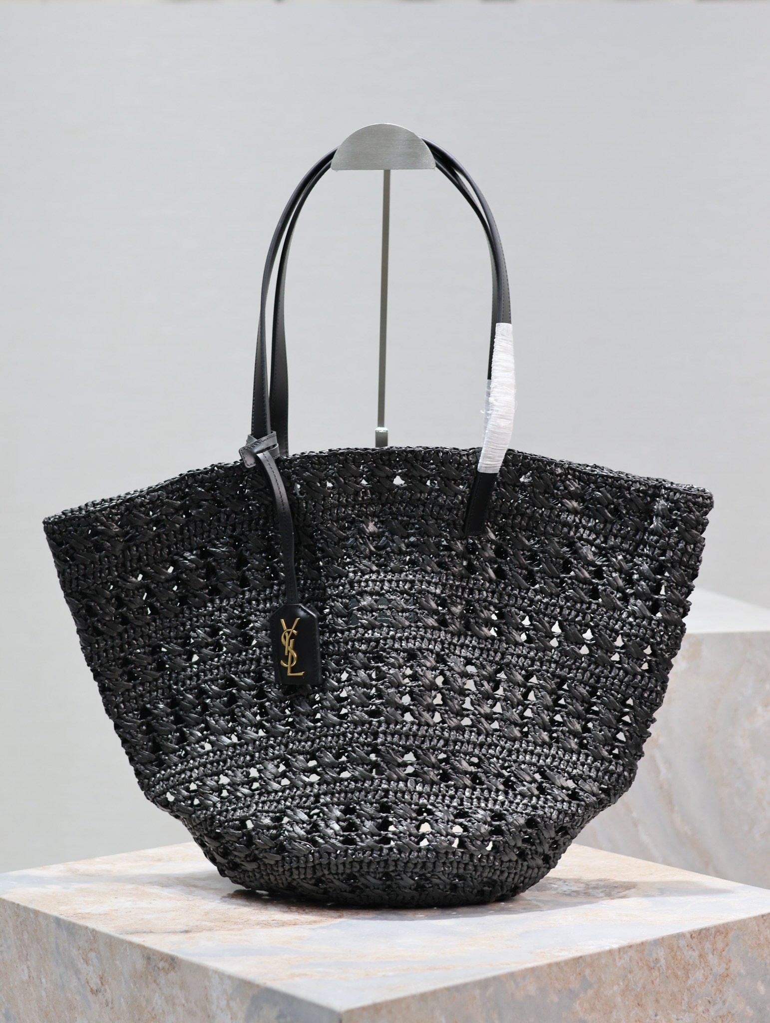 Yves Saint Laurent basket hollow straw tote bag 761457