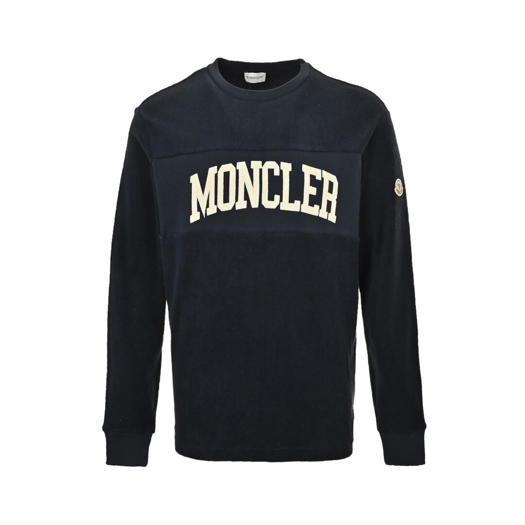 Moncler 24Fw flocked patch letter towel material long-sleeved T-shirt