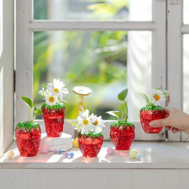 🍓Cute Strawberry Glass Vase 🎁 Easter & Birthday Gift