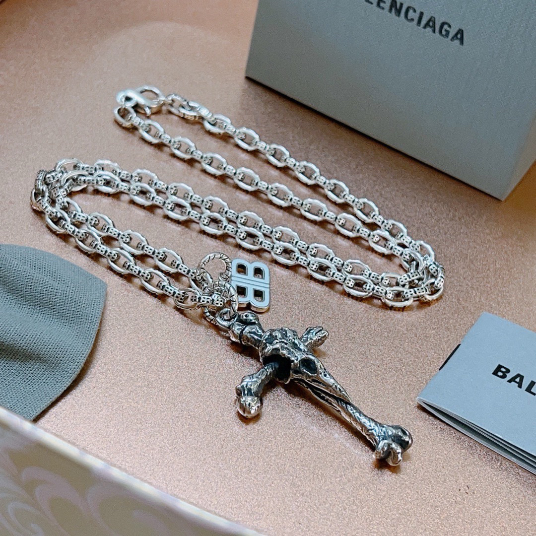 Balenciaga Bone Cross Vintage Necklace