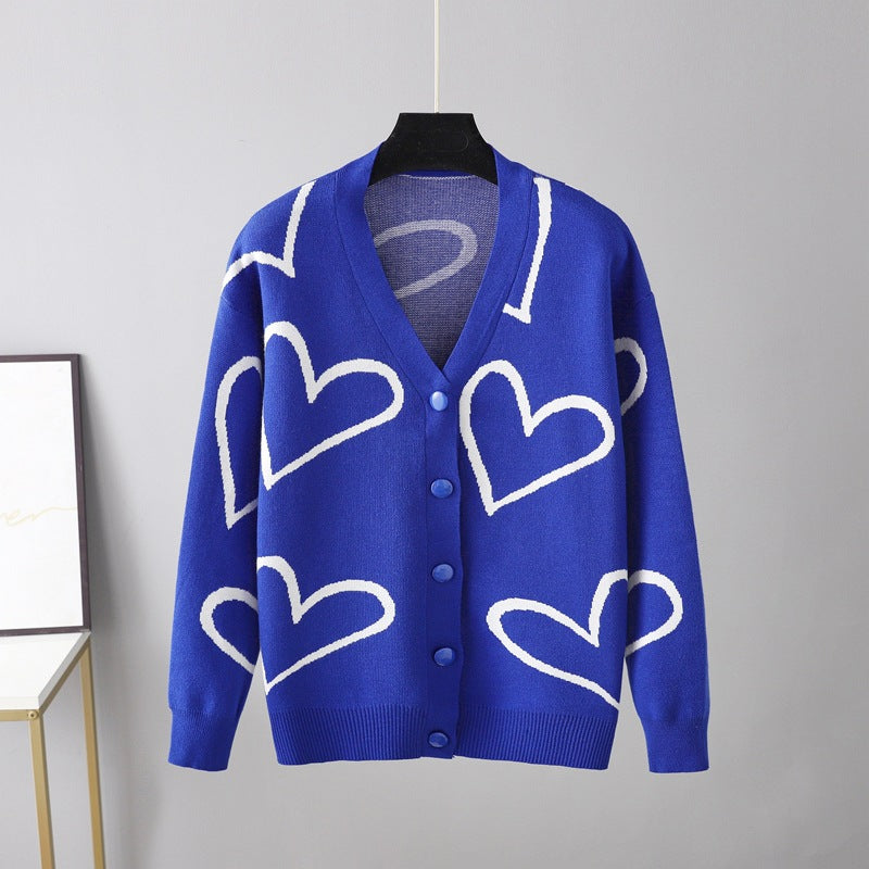 European And American Knitwear Sweater Love Short Cardigan Coat