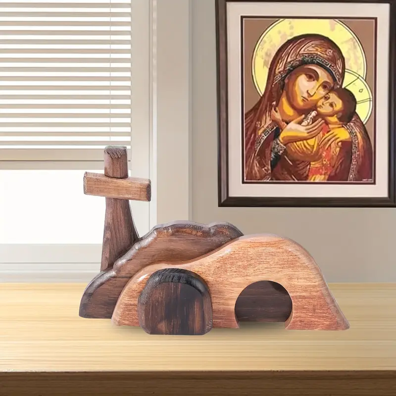 ✝️✝️Cross Easter scene wooden decoration