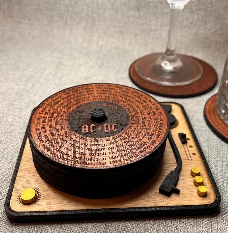 AC/DC-Themed Mini Vinyl Turntable Coaster