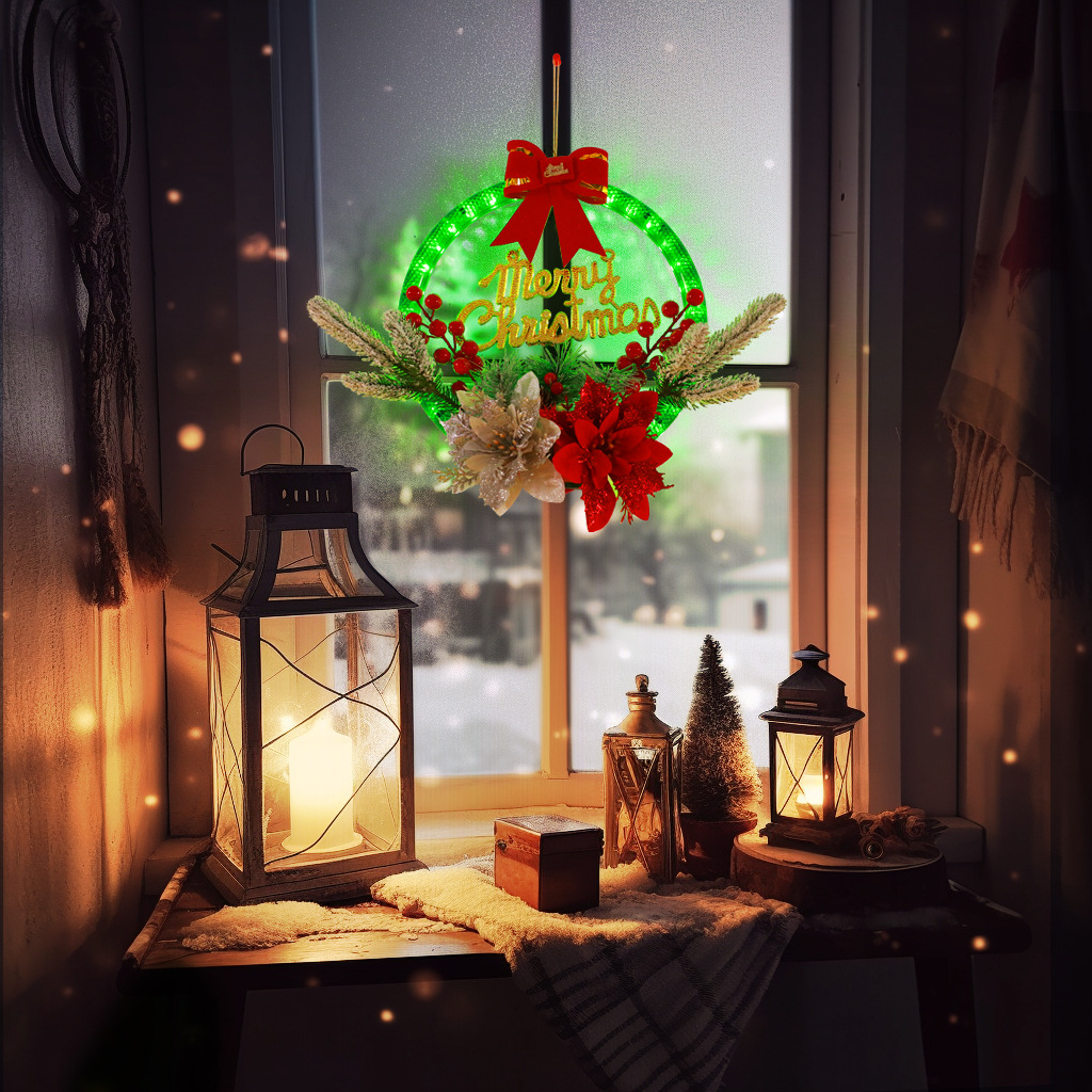 Christmas Wreath Decorations with LED Lights