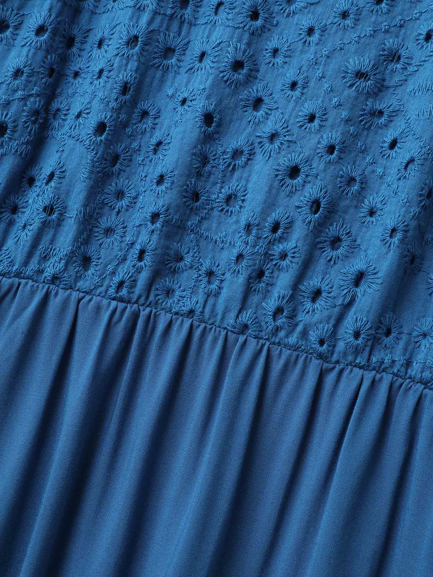 Rayon Lace Pleated Tiered Midi Dress