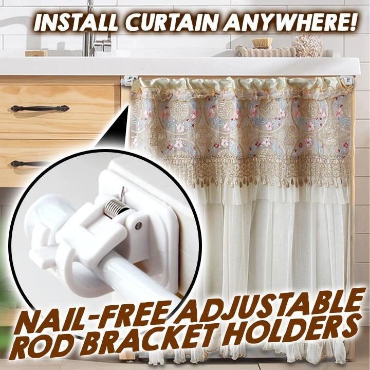 (🔥Hot Sale - 49% OFF)Nail-free Adjustable Rod Bracket Holders(Set of 2)