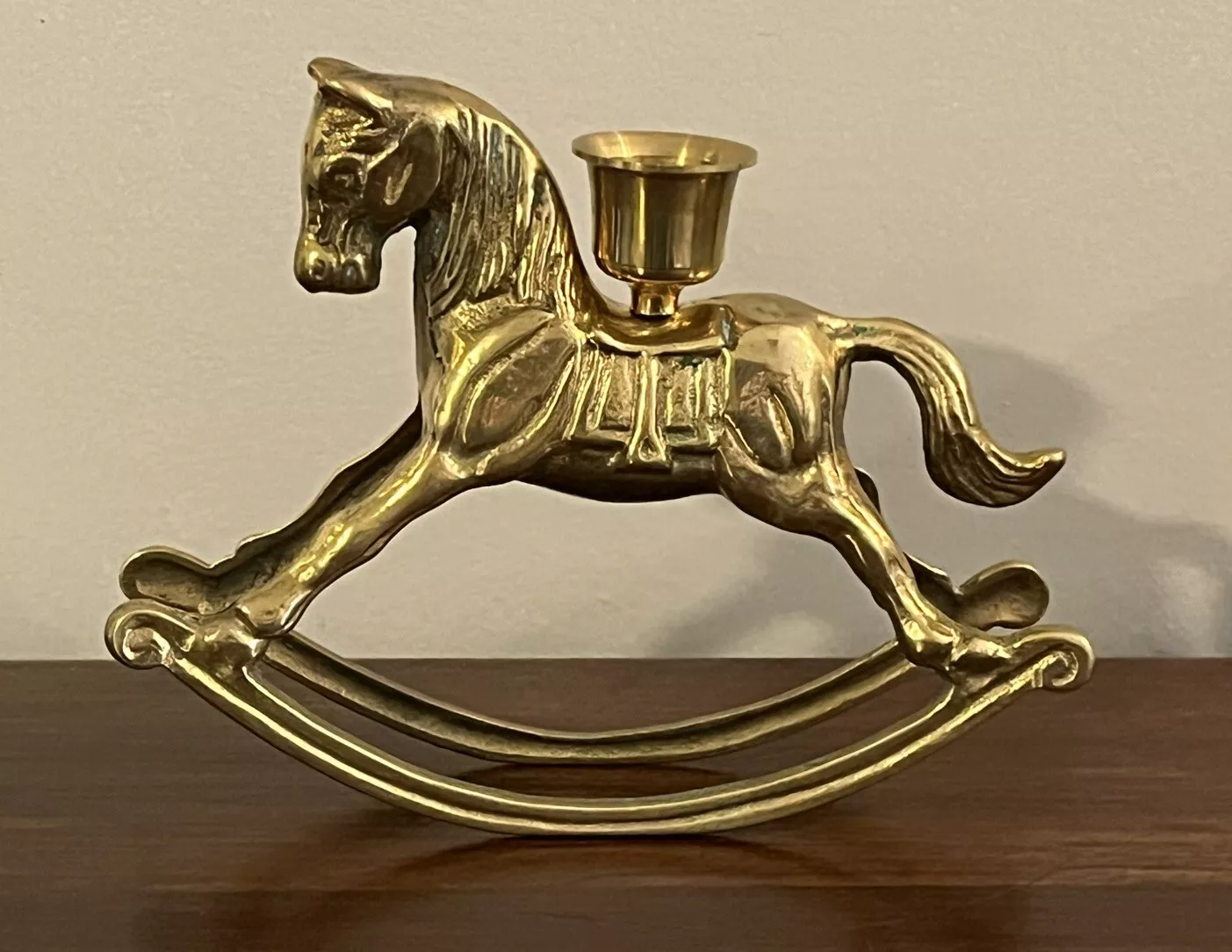 🐎🕎Vintage Brass Rocking Horse Candle Holder