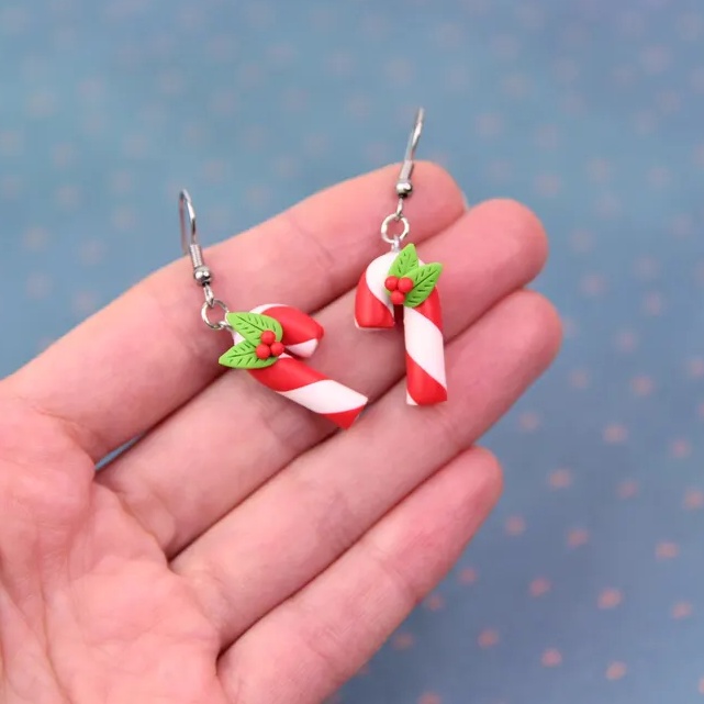 Candy Cane Earrings Sweet Gift