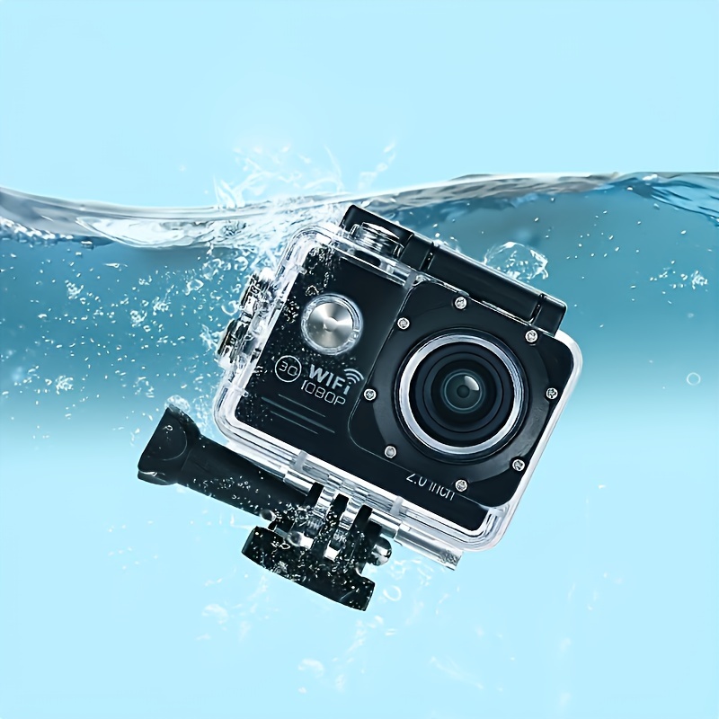 (Built-in Battery) Wifi HD 1080 Action Camera 30m Waterproof Underwater Camera 140 Degrees Ultra-wide Angle Lens Convenient Waterproof Action Camera 2 Inch Display Wifi Camera Multiple Languages Optional Waterproof Camera With 32G TF Card For Thanksgiving
