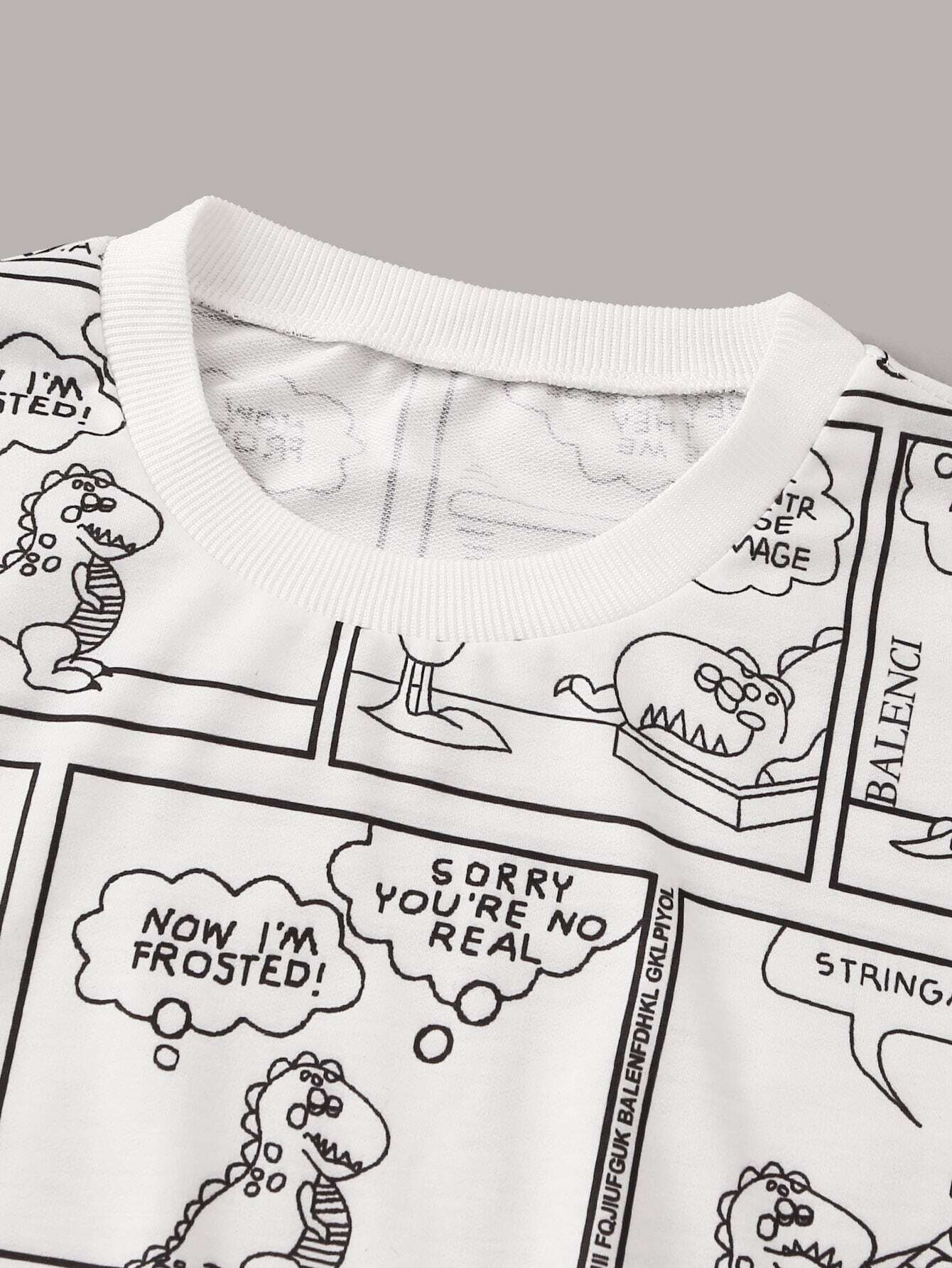 Comic Print Drop Shoulder Sweatshirt