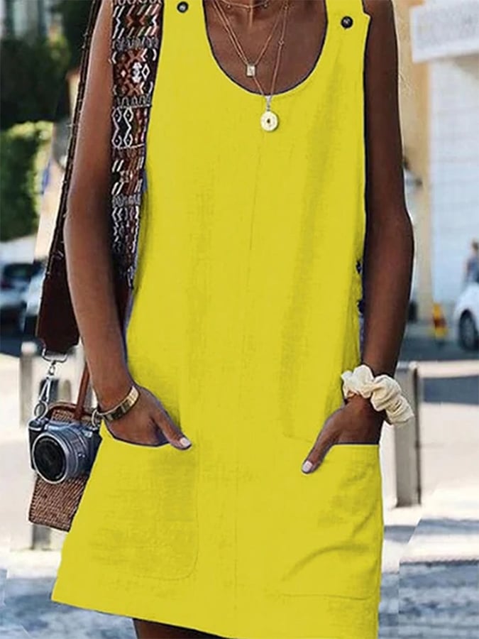 Women's Pure Color Strap Dress