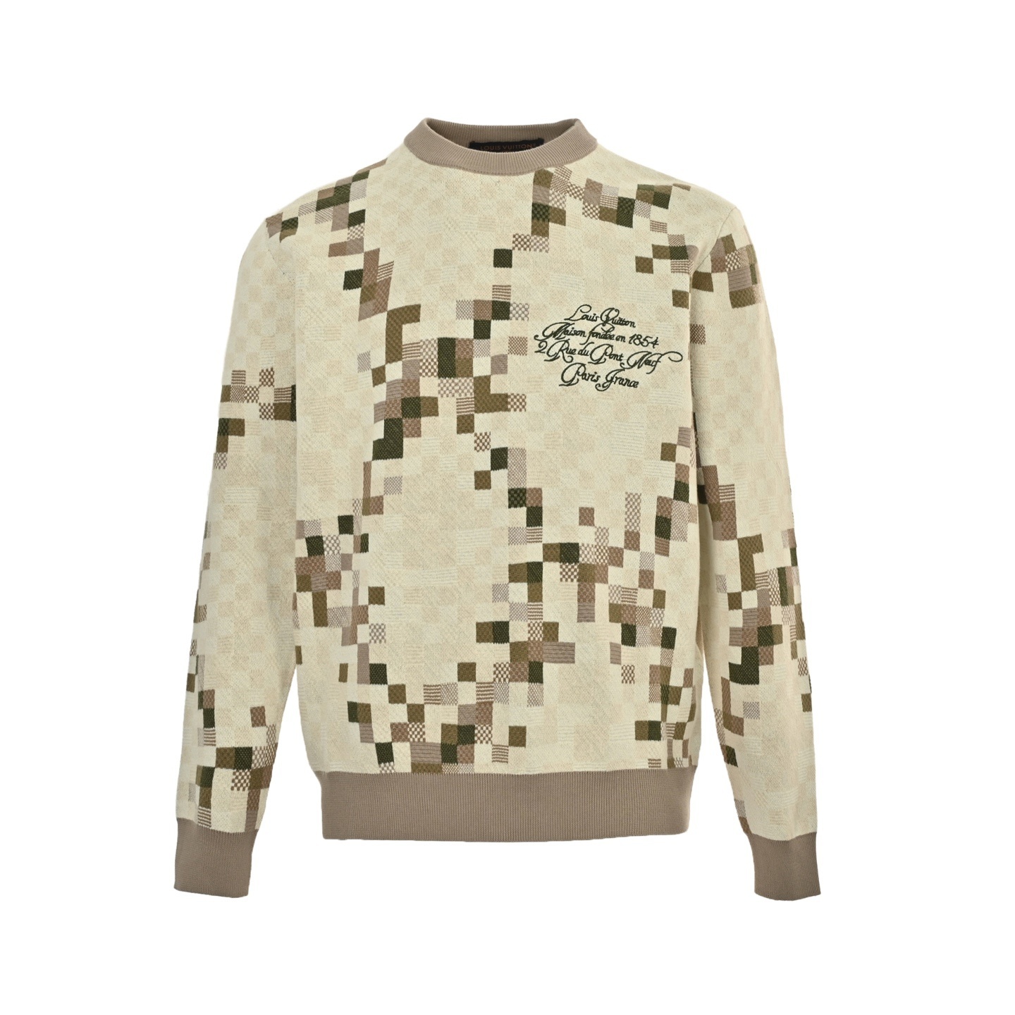 Louis Vuitton 25Fw camouflage mosaic knit sweater