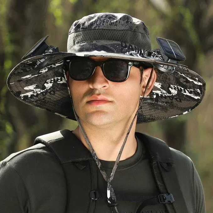 🔥EARLY SUMMER SALE 50% OFF⚡- Outdoor Wide Brim Sun Hat With Solar Fan