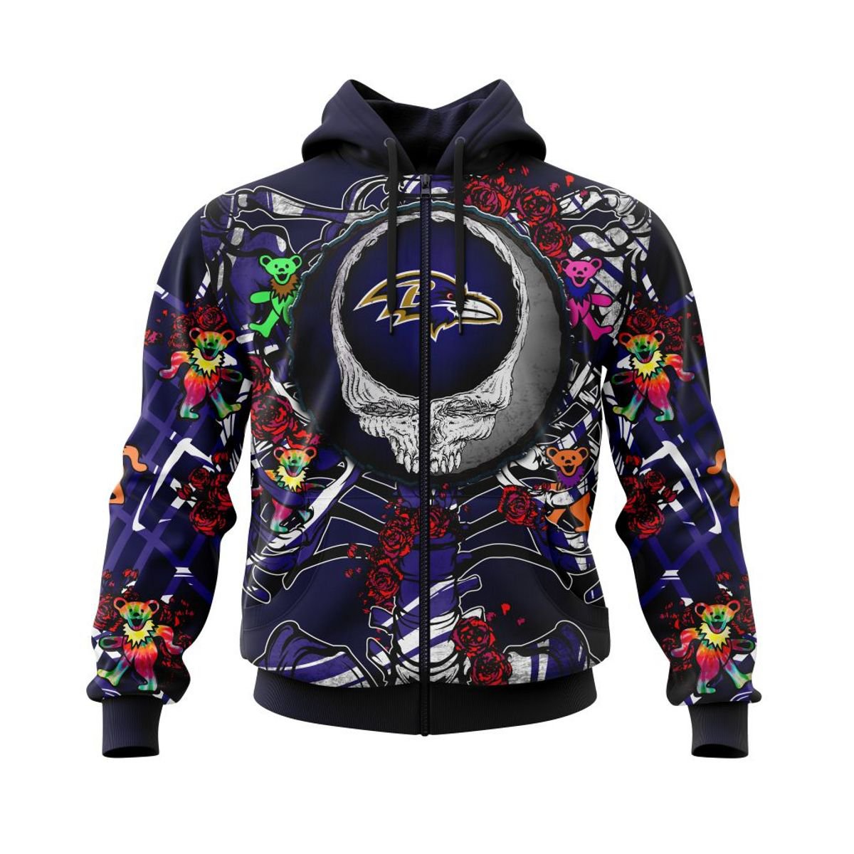 BALTIMORE RAVENS 3D HOODIE MIX GRATEFUL DEAD