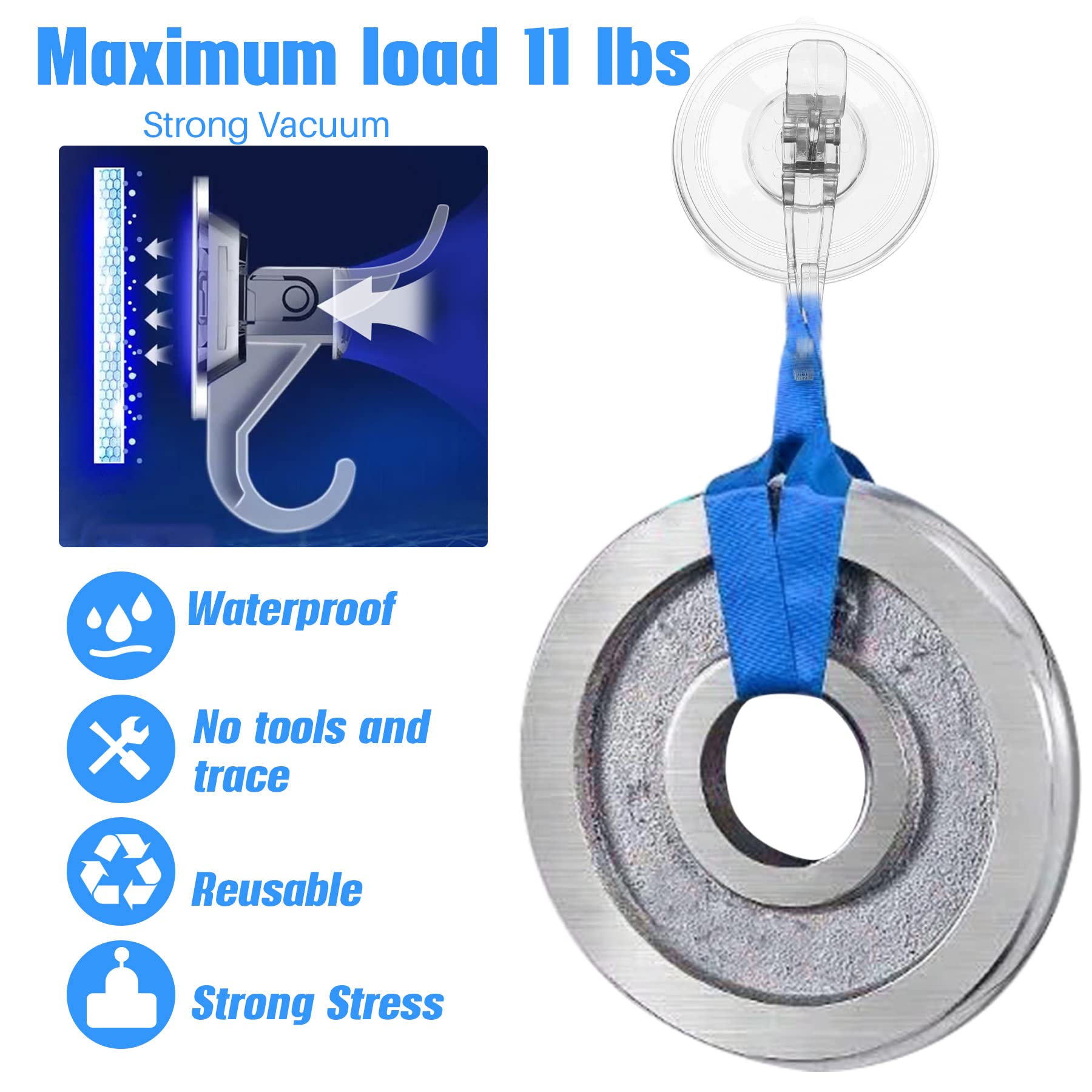 💥ON SALE💥5 Pack Transparent Suction Hooks, 11 lb Strong Hold