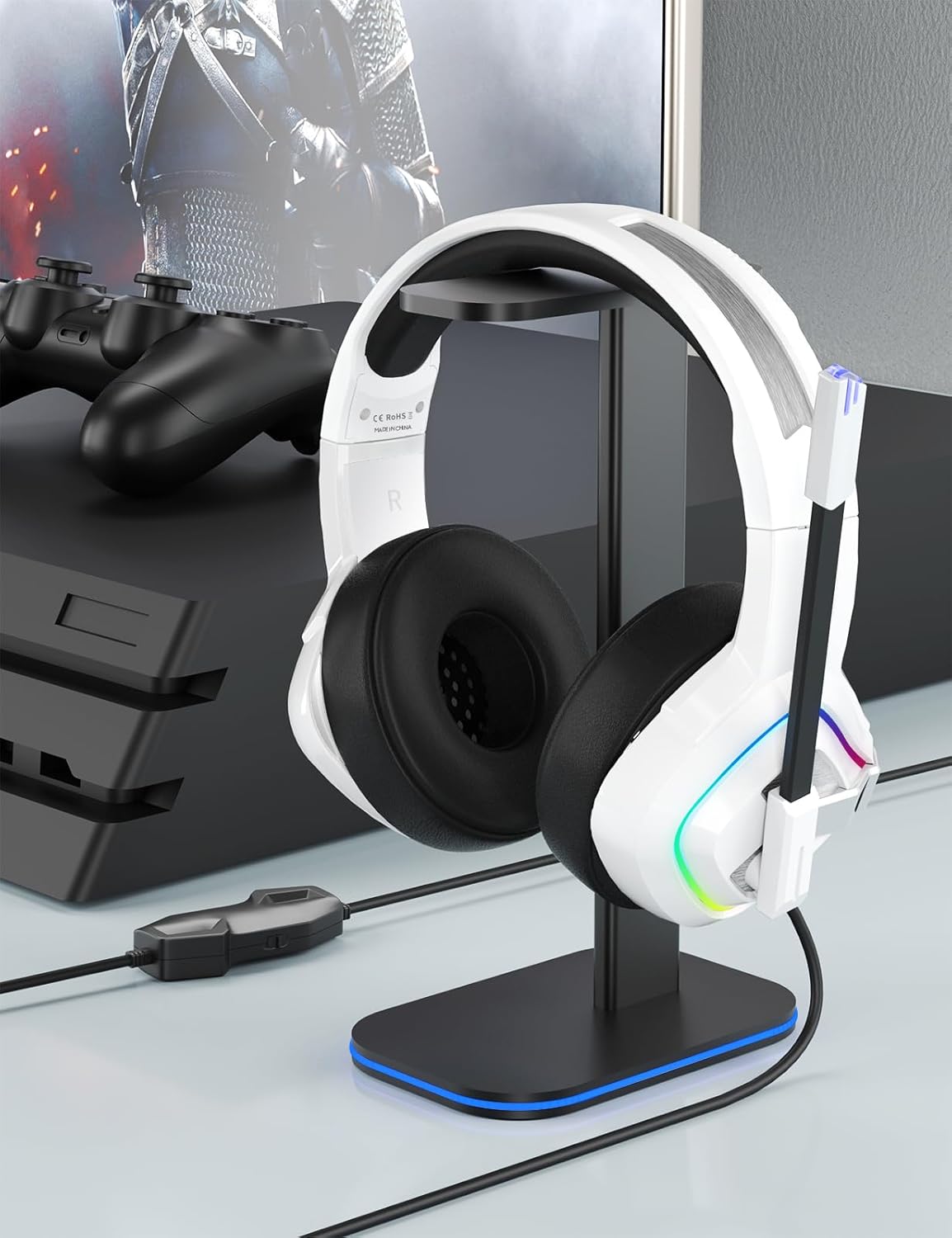 ZIUMIER Z66 Gaming Headset, Wired, Over-Ear, Noise Cancelling Mic, RGB Light, Stereo Surround Sound, Compatible with PS4, PS5, Xbox One, Laptop (Green)
