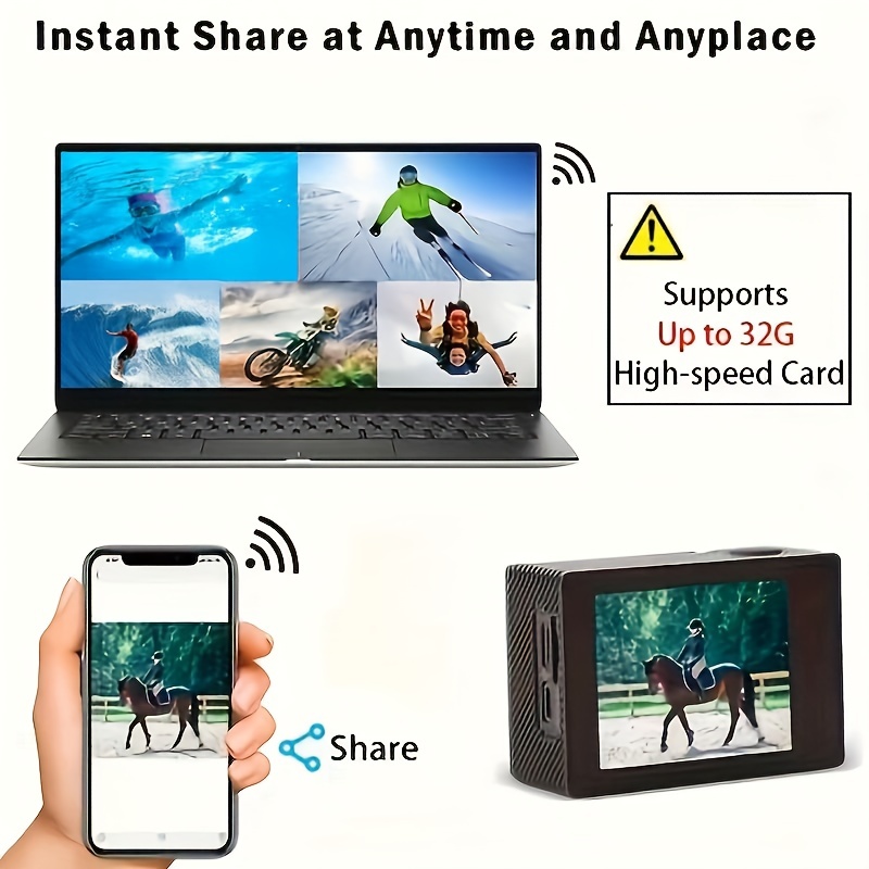 Action Camera (Built In 900 MA Battery) Action Camera Ultra HD Underwater Camera 140 Degree Wide-angle Lens 1181.1 Inch Waterproof Action Camera WIFI Camera For Thanksgiving Christmas (two Options: With Card And Without Card)