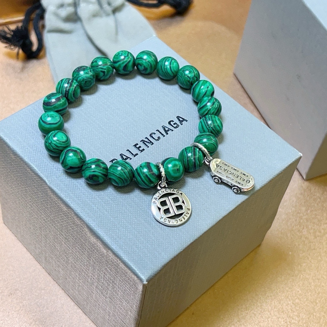 Balenciaga natural malachite bracelet