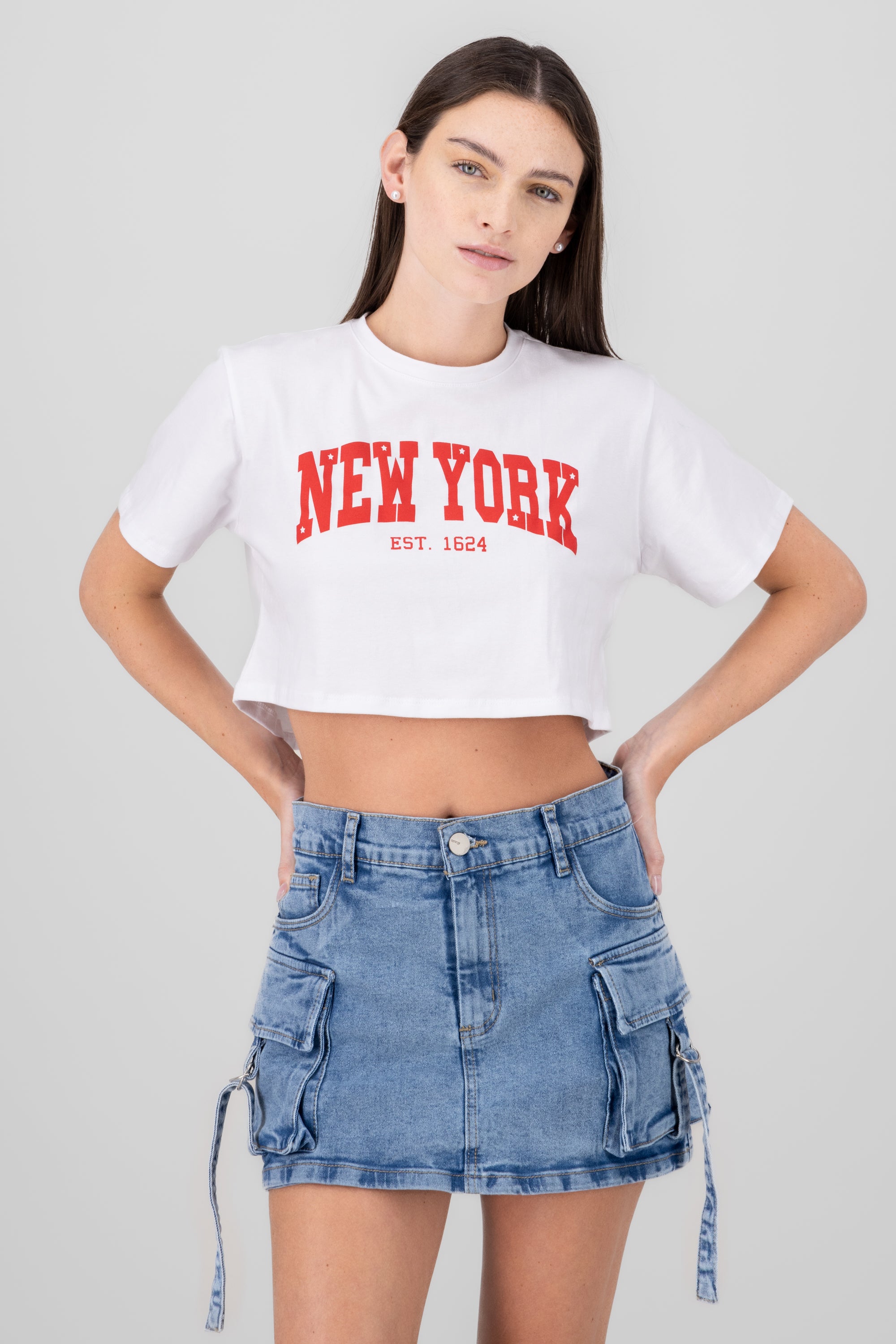 New York Graphic Cropped T Shirt