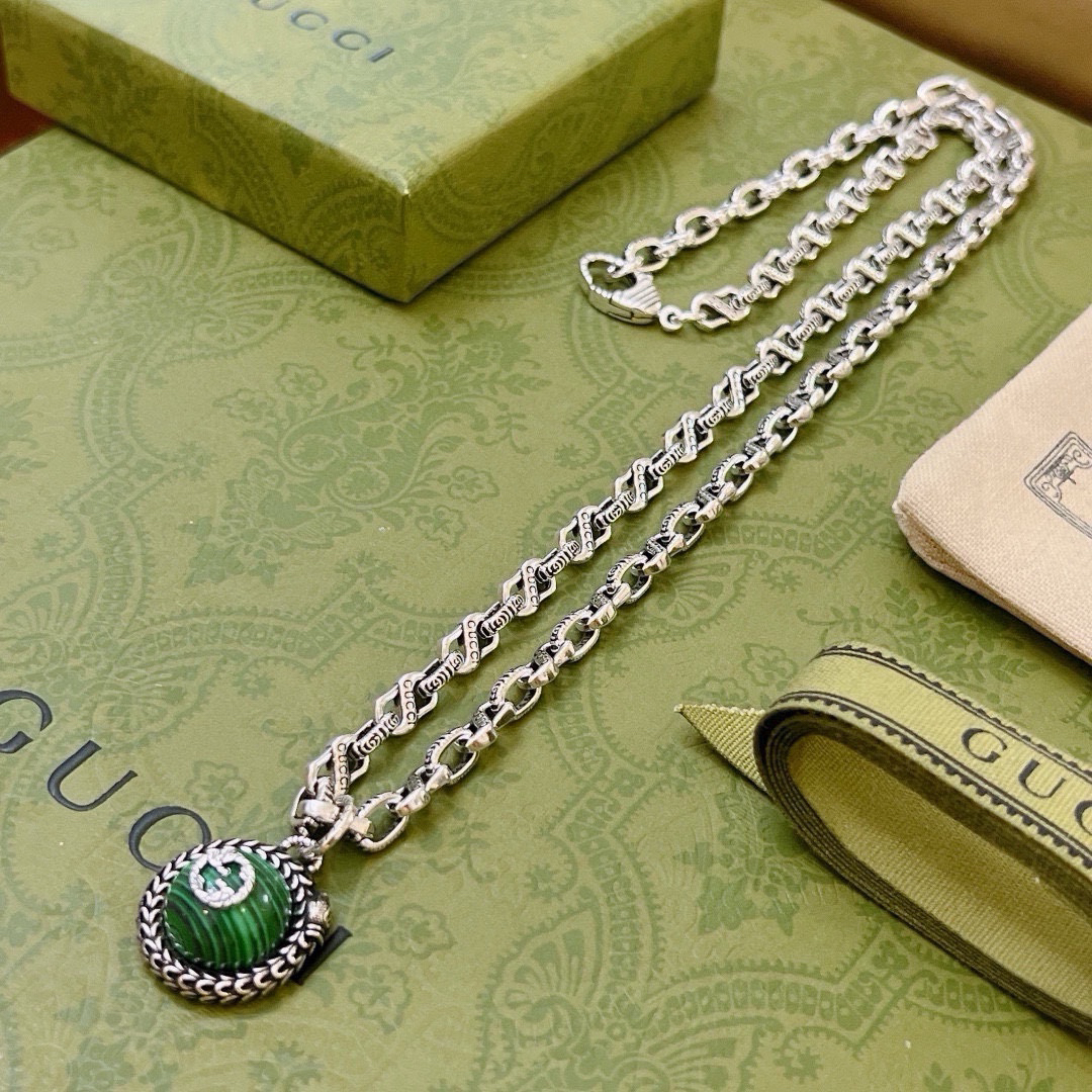 Gucci Anger Forest Series Green Planet Chain Necklace