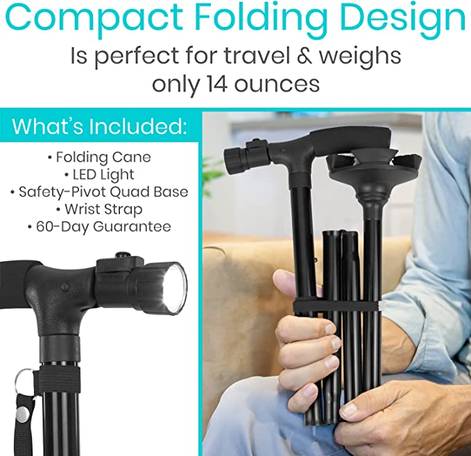 (🔥Last Day Promotion-SAVE 50% OFF)-Aluminum Alloy With LED Light Non-Slip Height Adjustable Foldable Walking Stick-BUY 2 GET 10% OFF & FREE SHIPPING